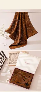 Traditional Chinese style silk gauze scarf with crane pattern in elegant gift box