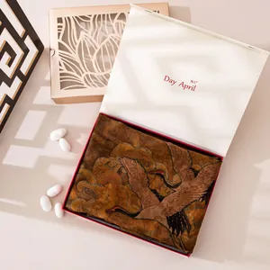 Traditional Chinese Xiangyun silk scarf with crane pattern in elegant gift box