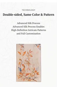 Detail of premium double-sided silk scarf with elegant watercolor flower print