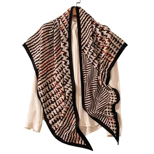 Elegant retro geometric pattern triangle scarf shawl for women soft fashion winter wrap