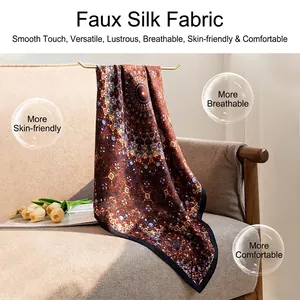 Foulard élégant en soie artificielle à motif mandala vintage pour femmes chic