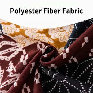 Vintage floral and geometric printed polyester square scarf with soft fabric texture