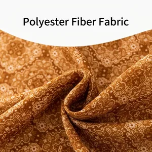 Elegant vintage brown paisley pattern polyester neck scarf with soft fabric texture detail