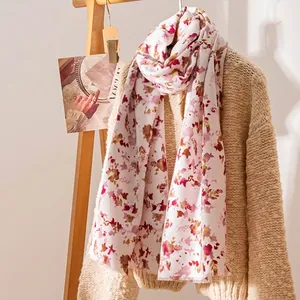 Dames Elegant Bedrukte Faux Kasjmier Sjaal Winter Lang Woon-werkverkeer Warm Florale Wrap Shawl Veelkleurig Polyester