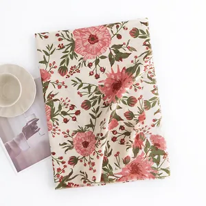 Elegant floral print imitation cashmere scarf for women in soft pink and beige