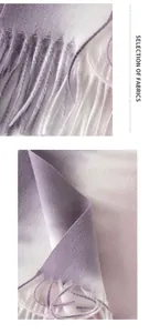 Close-up of purple gradient imitation cashmere scarf showing soft fabric texture and tassels.