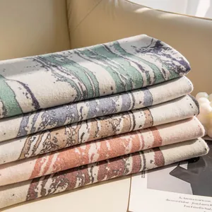 Women's Autumn Winter Warm Imitation Cashmere Scarf Fashion Vertical Stripe Marble Print Soft Tassel Long Shawl Wrap