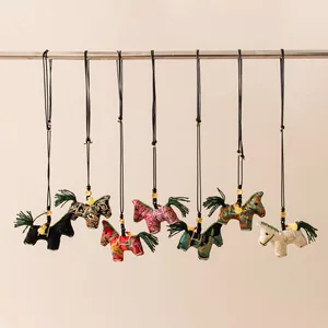 Handmade Song brocade horse necklaces in various colors with silk tassels