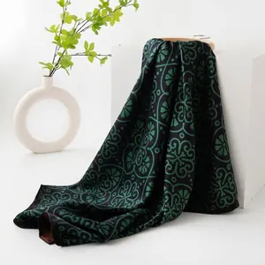 Premium Moerbeizijde Xiangyun Vierkante Sjaal Chinese Stijl Landschapsprint Luxe Zijden Sjaal Voor Dames Qipao Cadeau