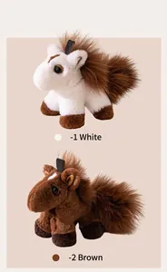 Cute rex rabbit fur pony plush doll pendant keychain in soft white and brown variants
