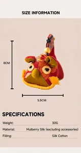 Handmade mulberry silk horse charm mascot detail showing size and material specifications