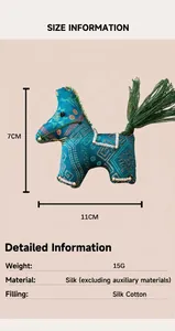 Traditional Chinese handmade silk horse mascot pendant with dimensions and weight info
