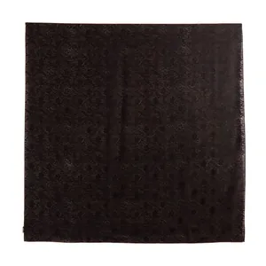 Elegant brown Xiangyunsha mulberry silk square scarf with traditional Chinese patterns