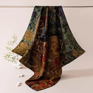 Elegant Xiangyun mulberry silk shawl with traditional Chinese floral and phoenix prints