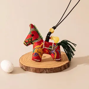 Handmade Mulberry Silk Embroidery Pendant Necklace Chinese Style Mascot Gourd Horse Rabbit Elephant Charm For Bag Car Decoration Gift