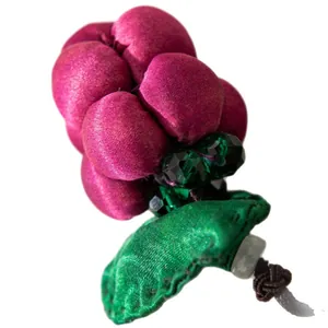 Elegant handmade mulberry silk grape pendant with green leaf for luxury bags or car decor