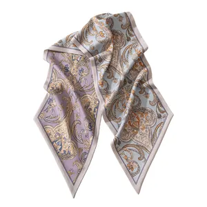 Écharpe élégante en soie et laine à motif paisley pour femme, double épaisseur