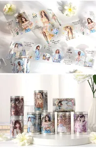 Nastro adesivo in PET con graziose illustrazioni di ragazze per lo scrapbooking