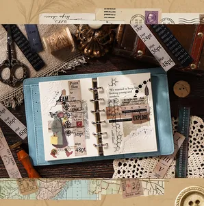 Detailed macro view of vintage point size and scale stickers for creative scrapbooking crafts