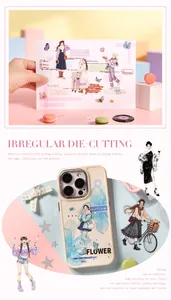 Détails des autocollants fille découpés pour la décoration de coques de téléphone et journaux.