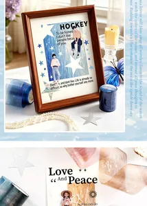 Decorative washi tape detail showing galaxy patterns and anime character cards