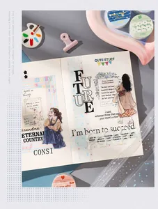 Detailed look of decorative PET washi tape used in a creative journaling spread