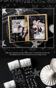 Ruban adhésif PET à motifs de brume blanche pour le scrapbooking et les loisirs créatifs