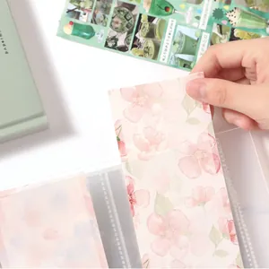 Carpeta de almacenamiento de tres rejillas para pegatinas y tarjetas con insertos florales