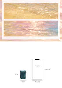 Detailed view of ocean wave pattern washi tape with scale comparison to iPhone 12