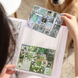 Album de rangement pour autocollants blanc avec pochettes transparentes et motifs mignons