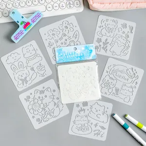 Σετ 6 στένσιλ σχεδίασης με θέμα γάτες για DIY scrapbooking και δημιουργική ζωγραφική