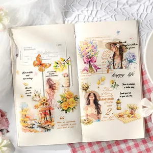 Adesivi decorativi in PET per scrapbooking con motivi floreali e di ragazze