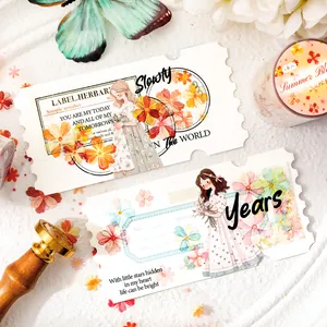 Cinta decorativa PET floral con hermosas ilustraciones de niñas y diseños botánicos