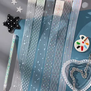 Set of decorative PET washi tapes with star and dot patterns for scrapbooking DIY