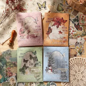 Four Seasons Vintage Scrapbooking Material Kit DIY Junk Journal Stickers Stationery Supplies Retro Paper Decorative Stickers