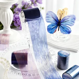 Decorative blue washi tape with starry sky patterns for journaling and DIY crafts.