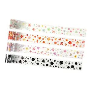 Set de 4 cintas decorativas de PET floral para scrapbooking con diseños troquelados