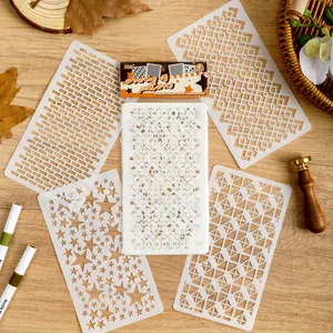 Set aus 4 geometrischen Brokat-Schablonen für DIY-Journaling und Zeichnen