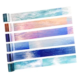 Set of 6 starry sky and ocean wave washi tapes for DIY scrapbooking and decoration.