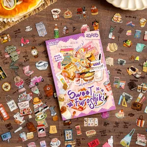 Libro de pegatinas PET vintage de comida para scrapbooking y decoración de diarios