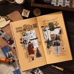 Vintage waterproof scrapbook stickers collection for journaling and DIY crafts
