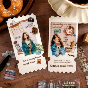 Pegatinas decorativas de PET con temas de comida y estilo de vida para diarios