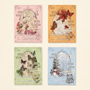 Vintage four seasons scrapbooking material pack with stickers and decorative papers