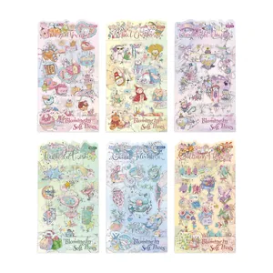 Set of 6 pastel rhythm waterproof PET handbook stickers with various decorative themes