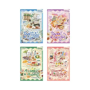 Juego de 4 libros de pegatinas PET estéticas para scrapbooking y diarios de diseño