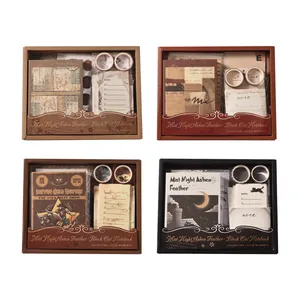 Vintage dagboek cadeauset met diverse thema's stickers en washi-tapes voor creatieve DIY-scrapbooking