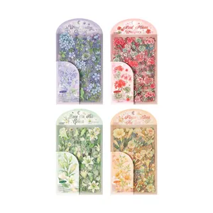 Set of 4 vintage floral PET stickers for scrapbooking and journal decoration