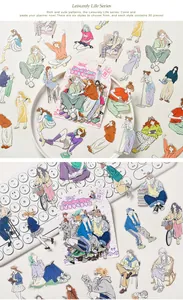 Autocollants mignons de filles pour décoration d'agenda en diverses poses de vie