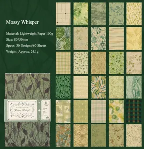 Mossy Whisper vintage floral scrapbook paper set with 60 sheets of various patterns