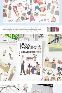 Feuilles d'autocollants d'illustration étanches pour scrapbooking et journaling